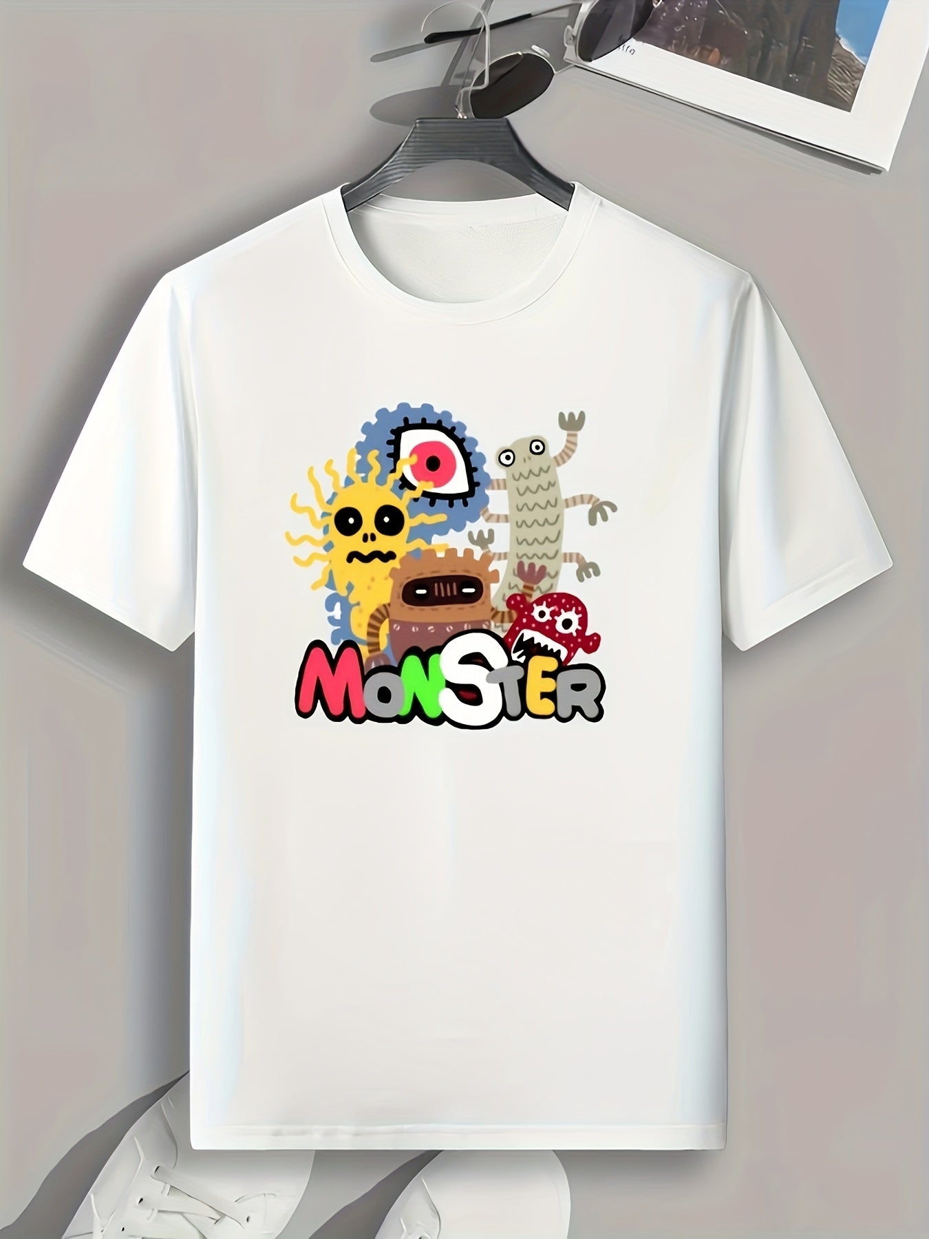Cartoon Monster Pattern Print Men's T-Shirt