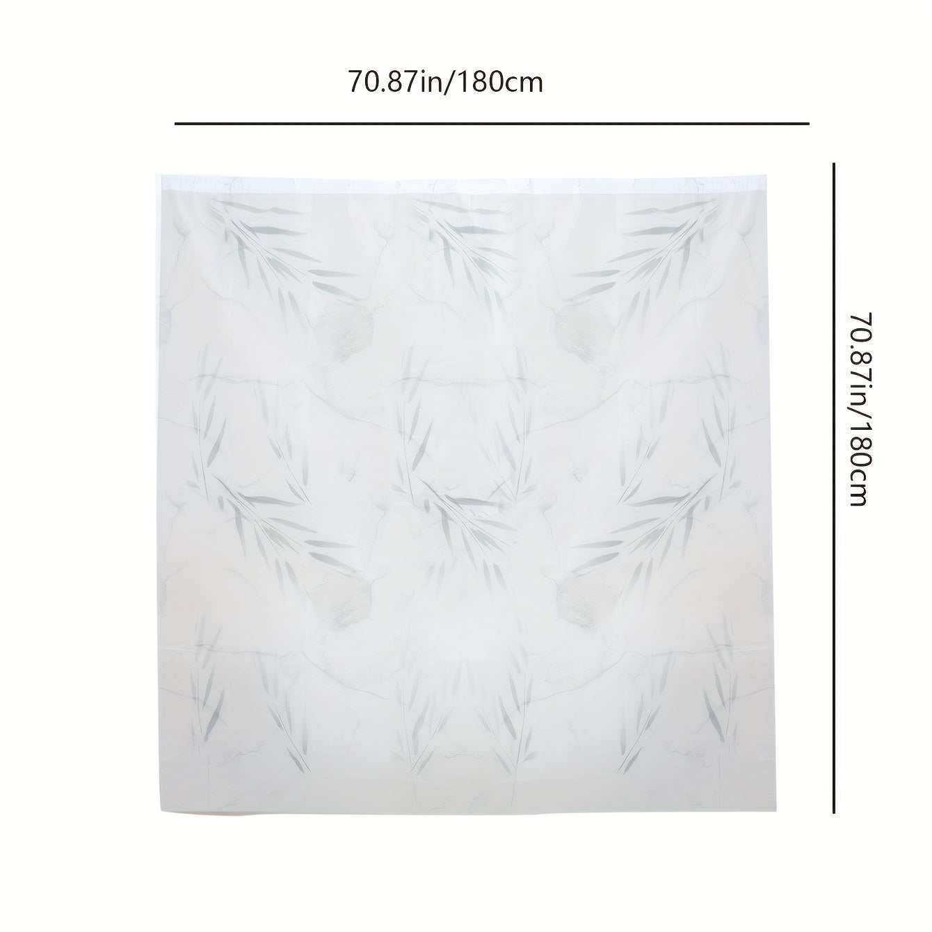 Gray Bamboo Leaf Pattern Shower Curtain Waterproof