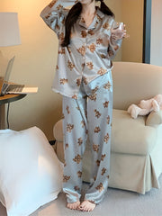 Floral Pajama Set Long Sleeve Top & Pants