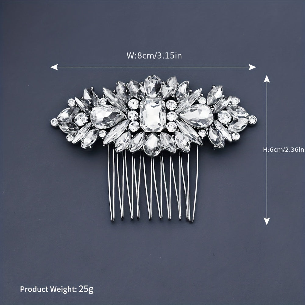 Vintage Rhinestone Insert Comb Alloy Hair Comb Retro Hair Accessories