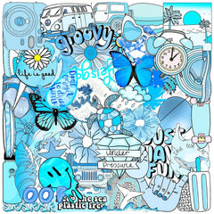 50 Waterproof Doodle Stickers for Water Bottles and Laptop