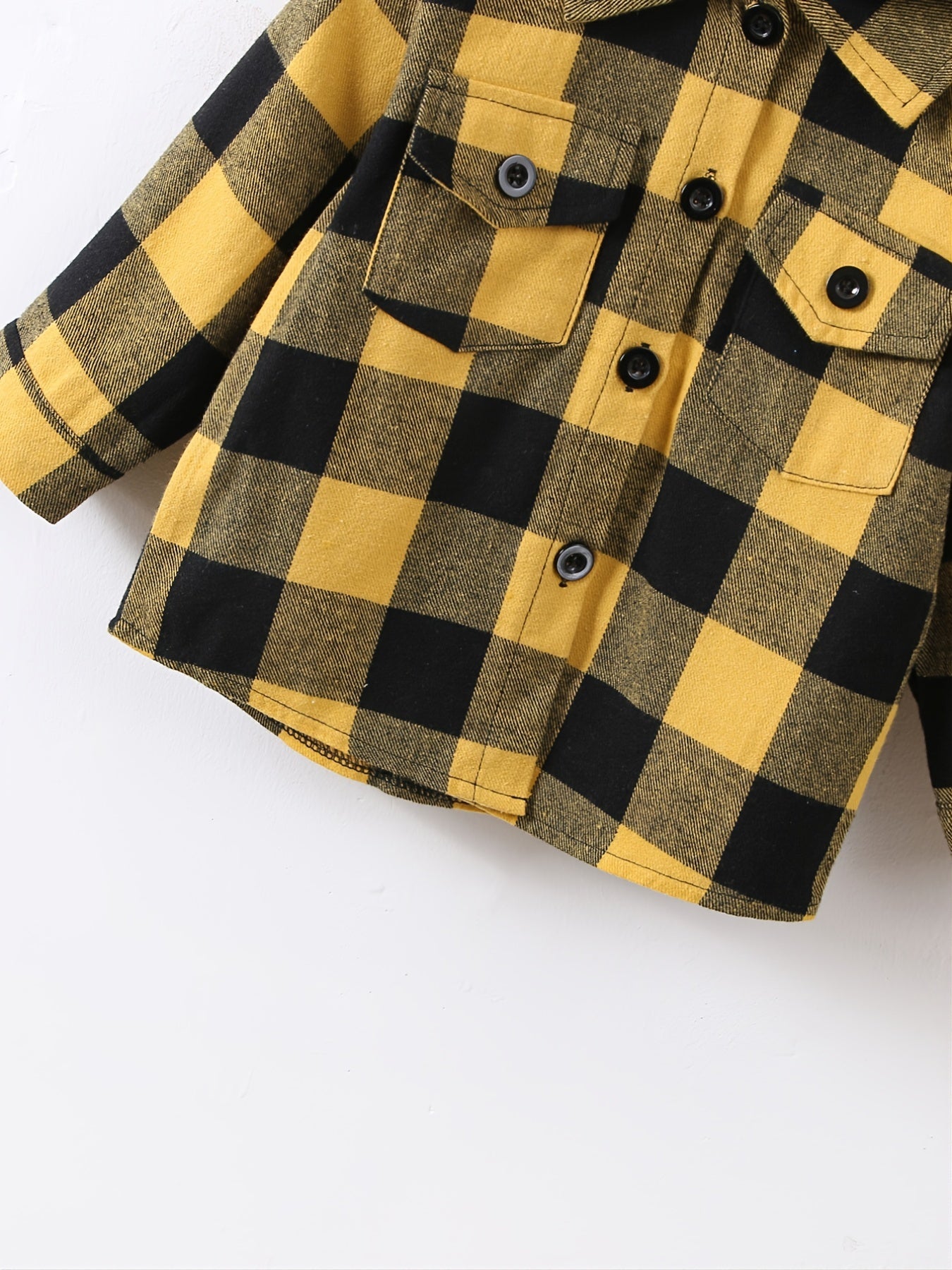 Boys Plaid Hooded Shirt Long Sleeve Button Down Jacket for Autumn