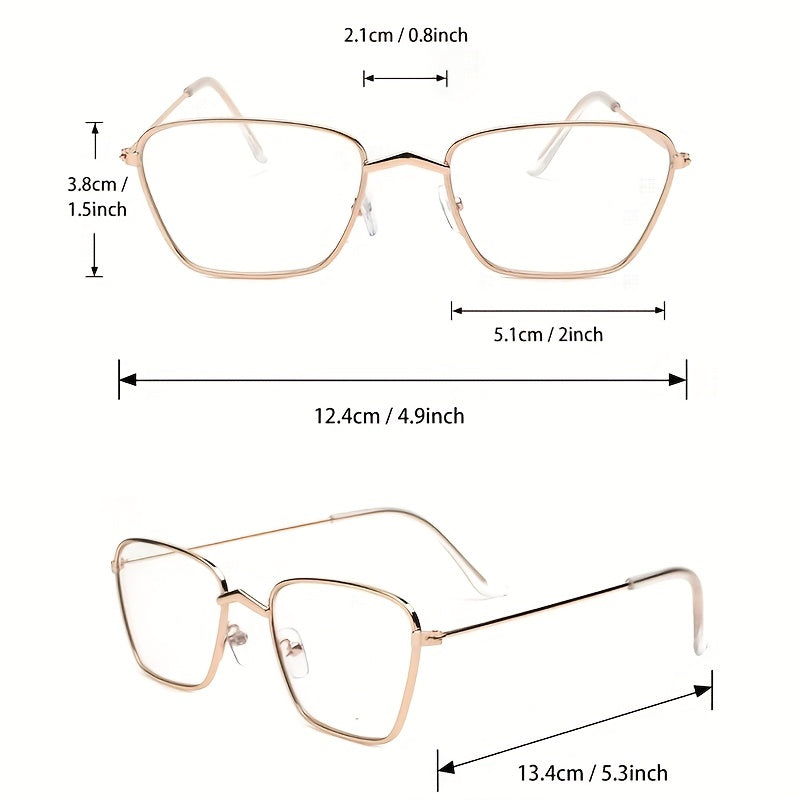 Vintage Thin Metal Frame Clear Lens Glasses Anti Light Eyewear
