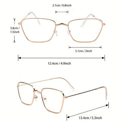 Vintage Thin Metal Frame Clear Lens Glasses Anti Light Eyewear