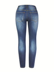 Button Fly Slim Fit Stretch Denim Pants