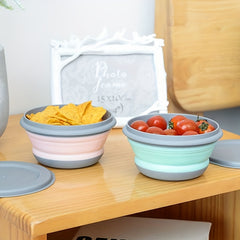 3pcs Portable Foldable Bowl Set Cutlery Box Camping Picnic