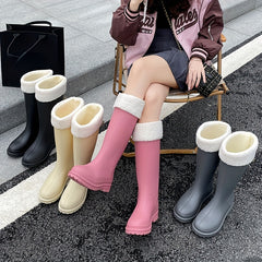 Clover Decor Solid Rain Boots Waterproof Non Slip Outdoor PVC Shoes