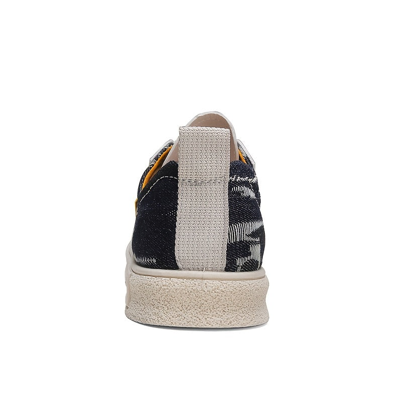 Men's Distressed Denim Skate Shoes Lace up Sneakers