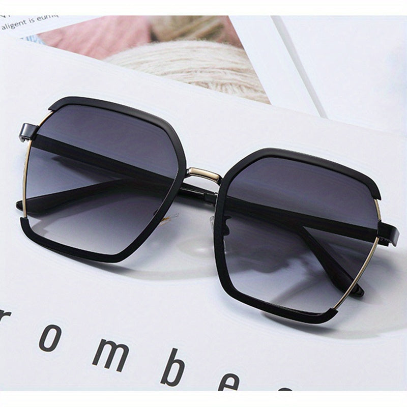 Retro Metal Sunglasses Large Semi Rimless Gradient Glasses UV400