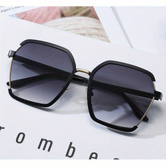 Retro Metal Sunglasses Large Semi Rimless Gradient Glasses UV400
