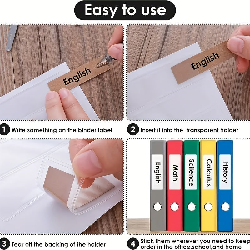 60pcs Clear Adhesive Label Holders and Cardstock Pockets