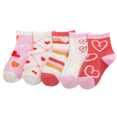 Girls Pink Heart Stripe Plaid Crew Socks for Kids Spring Summer