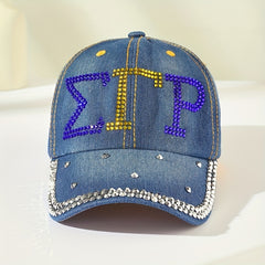 Rhinestone Denim Baseball Cap Distressed Dad Hats Y2K Sun Hats