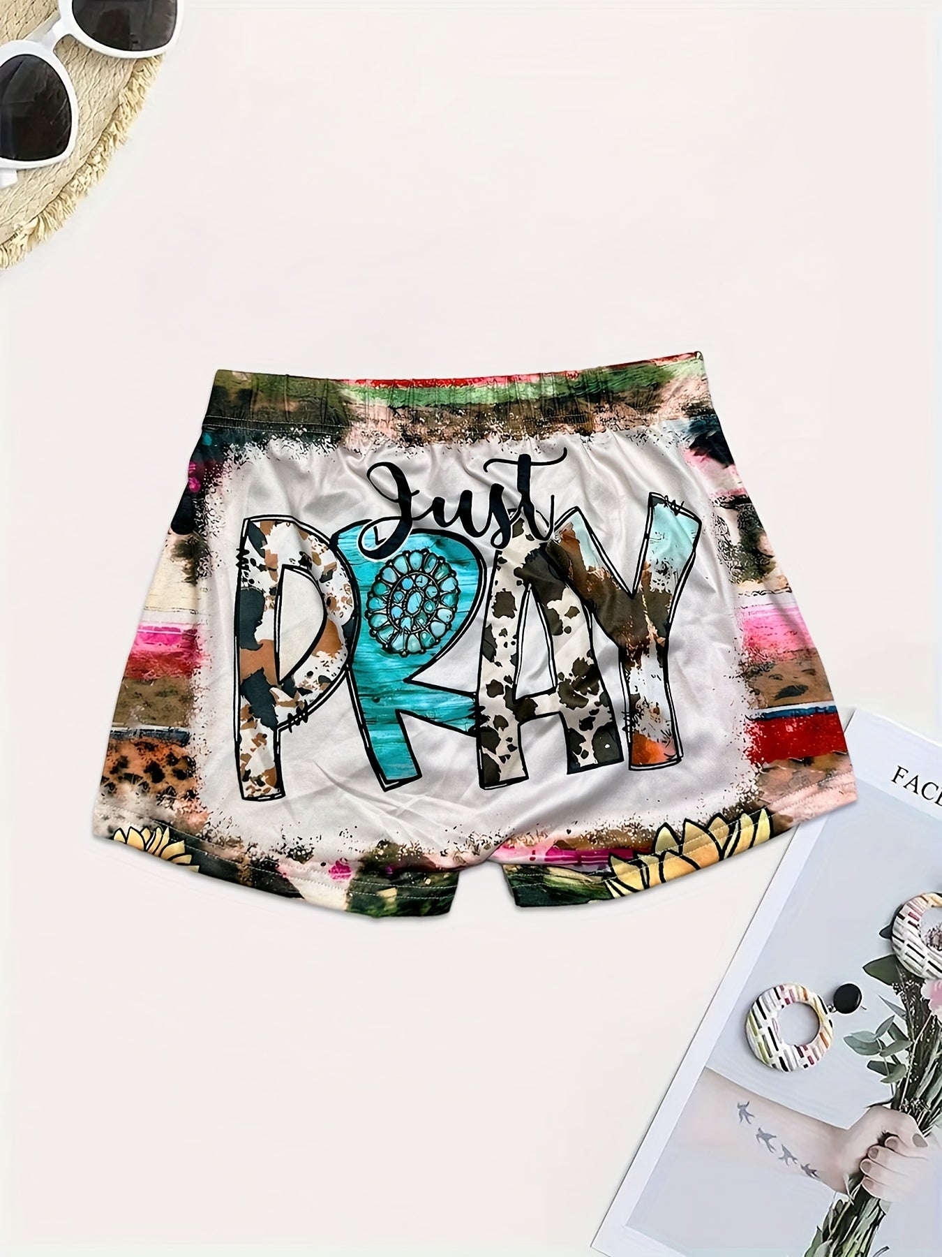 Graphic Print Skinny Shorts Sexy Elastic Waist Shorts