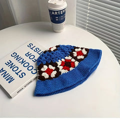Flower Crochet Beanie Knitted Basin Hat Elastic Thin Breathable Cloche Hat
