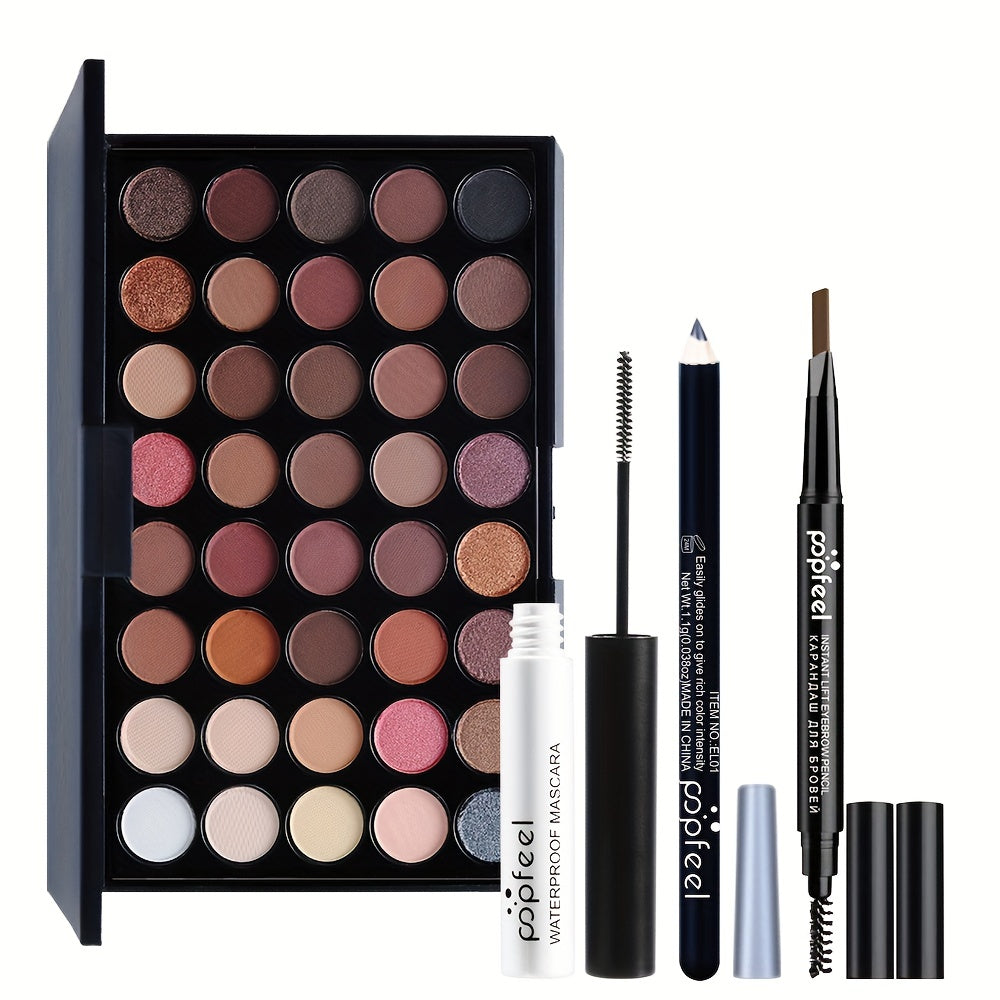 40 Colors Nude Eyeshadow Set with Mascara and Eyeliner - Complete Eye Makeup Kit