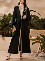 Embroidered Long Sleeve Abaya Dress