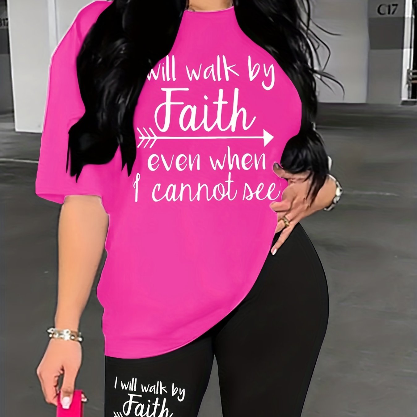 Letter Print Two piece Casual Short Sleeve T shirt & Skinny Shorts Set