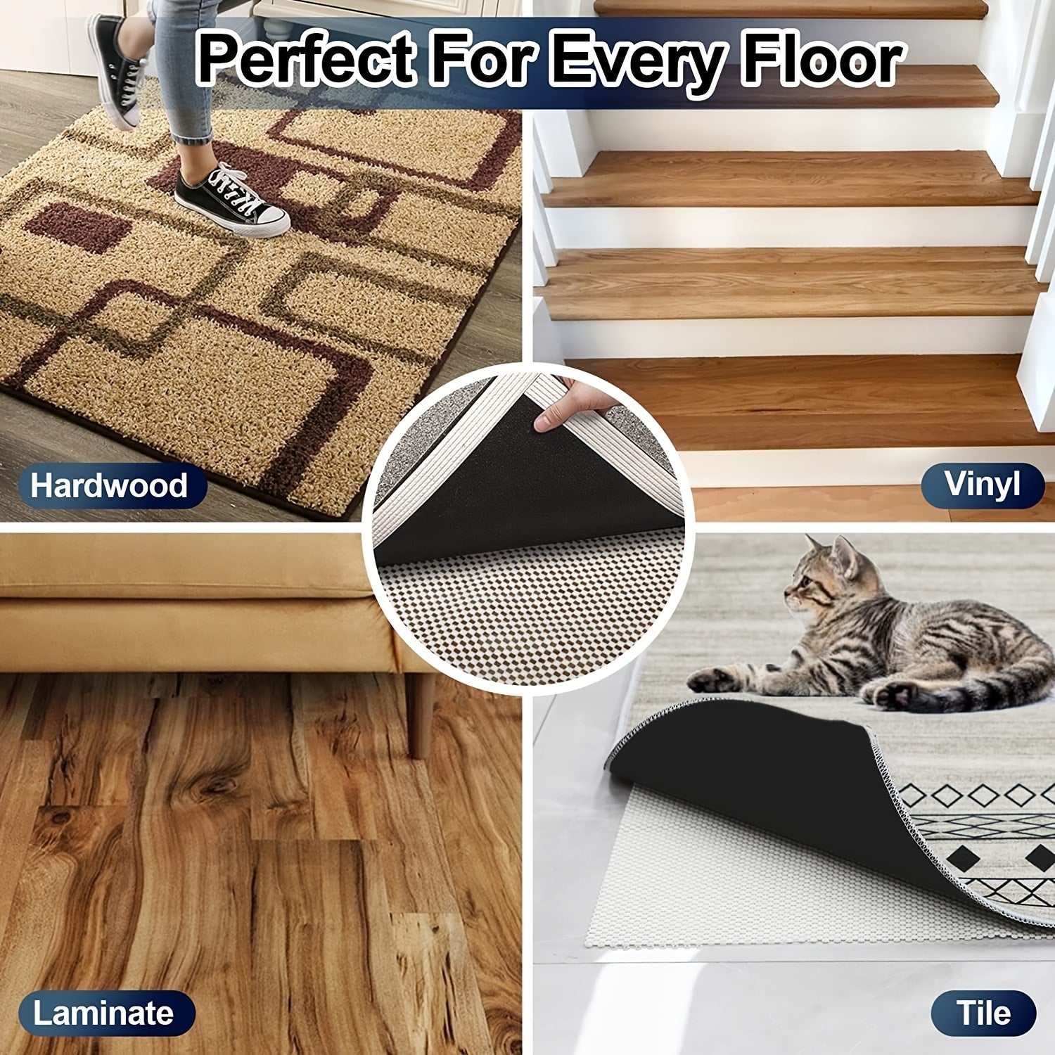 Non Slip Rug Pad Gripper 149 199 Extra Thick Pads For Any Hard Surface Floors
