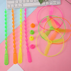12pcs Hand Pushed Flying Saucer Toys Glow in the Dark & Neon Colors