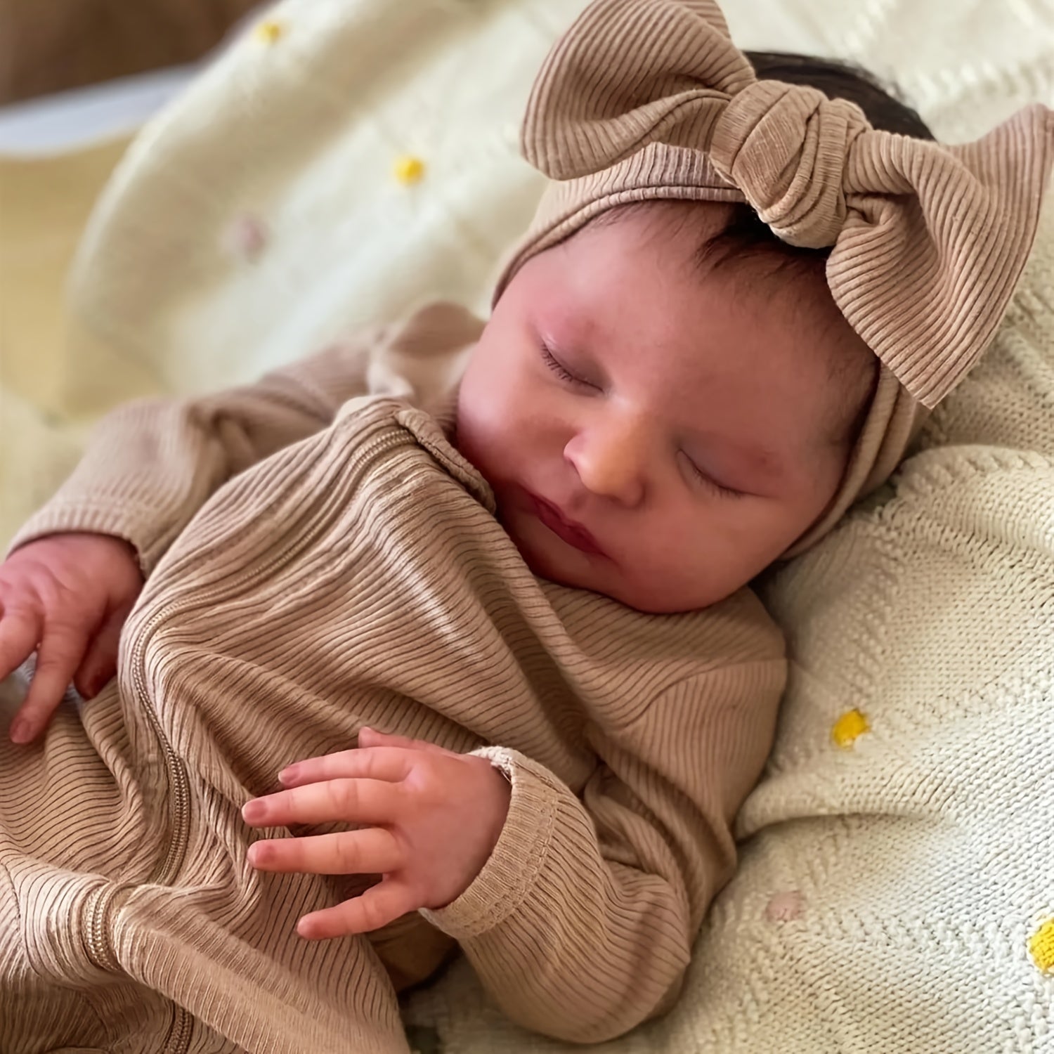 Realistic 18 Inch Reborn Baby Doll with Painted Hair - Ideal Gift for Children