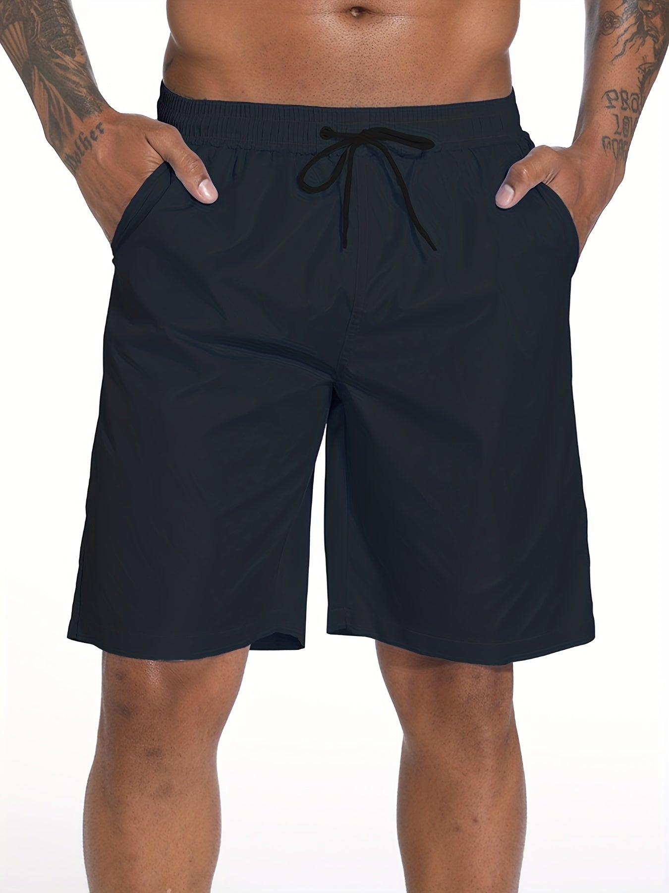 Quick Dry Drawstring Men's Swim Trunks Solid Board Shorts Men's Swimwear