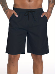 Quick Dry Drawstring Men's Swim Trunks Solid Board Shorts Men's Swimwear