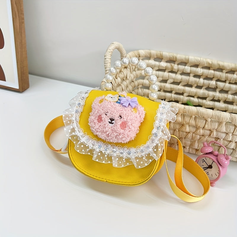 Kids Cartoon Messenger Bag Girls Faux Pearl Shoulder Handbag