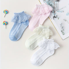 4 Pairs Girls Lace Ruffle Princess Sweet Dance Socks