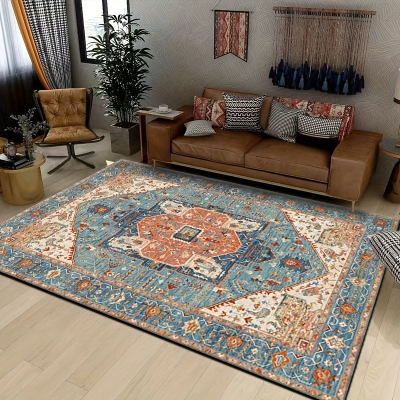 Vintage Boho Area Rug Non Slip Stain Resistant Machine Washable Carpet