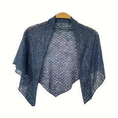 Rhinestone Decor Bowknot Shawl Triangle Scarf Solid Cape For Women