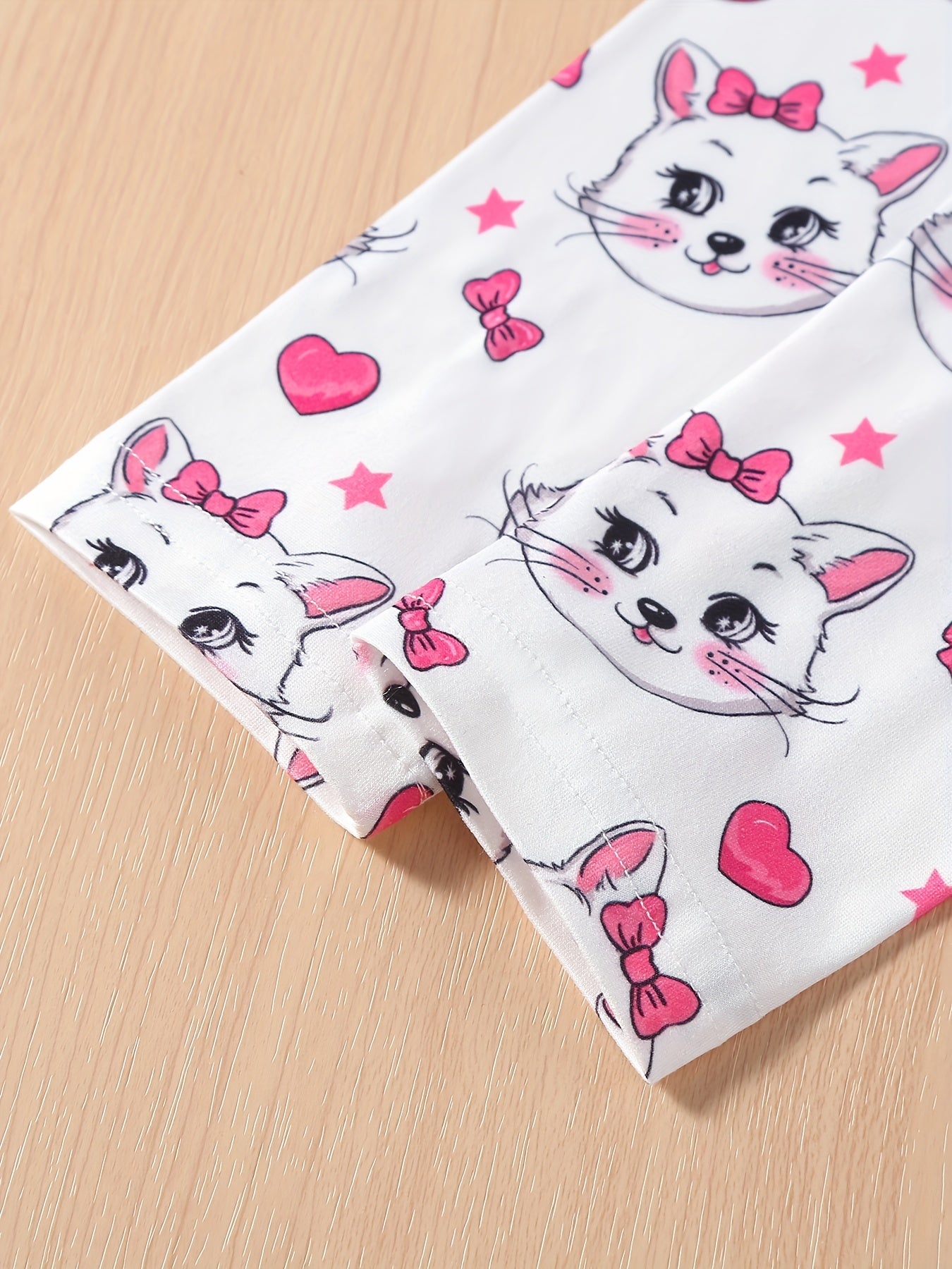 Girls' Kitty Full Print Casual Pants Leggings For Outwear Ankle Length Kids