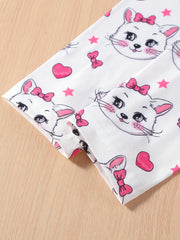 Girls' Kitty Full Print Casual Pants Leggings For Outwear Ankle Length Kids