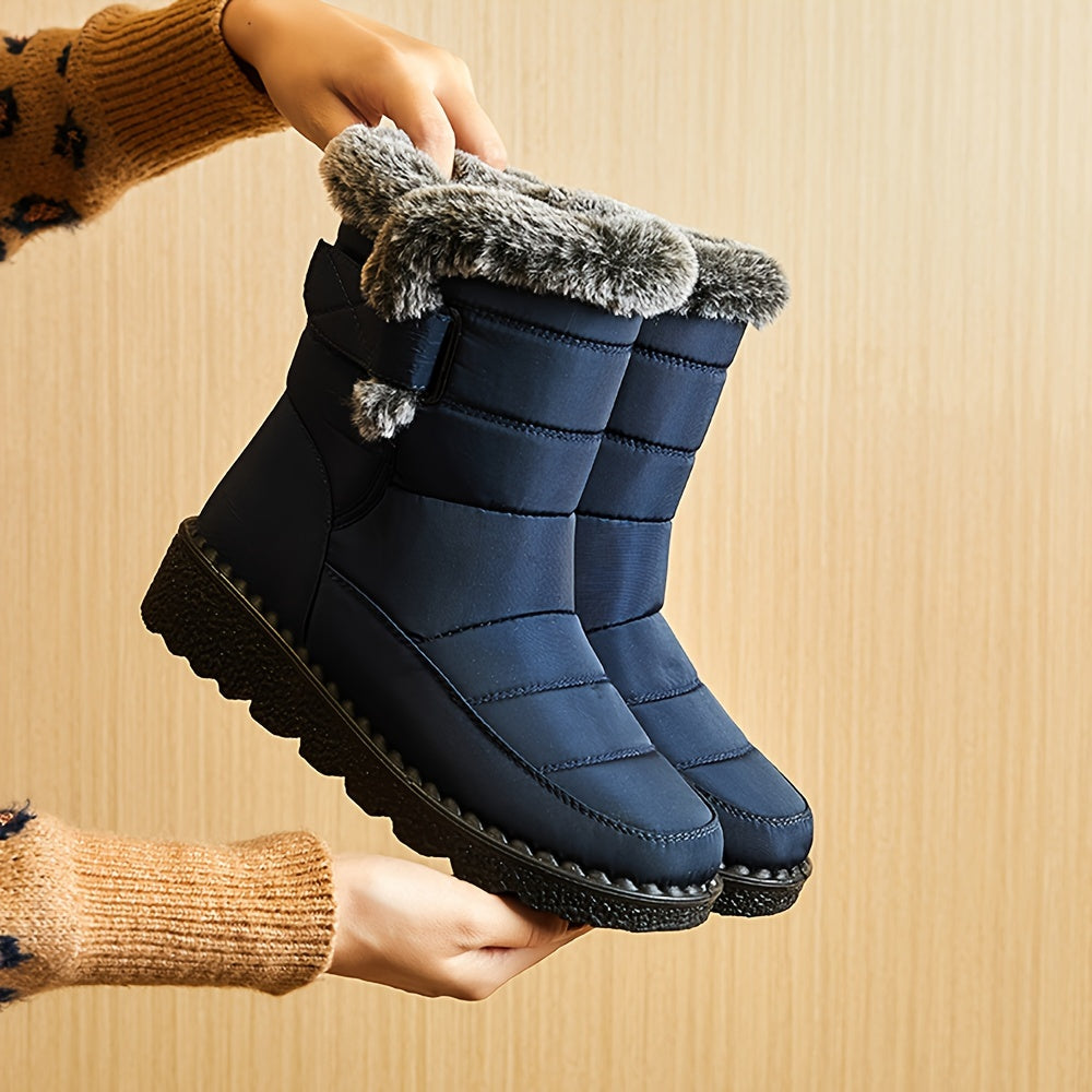 Women's Waterproof Snow Boots Plush Inner Slip on Mid-tube Boots