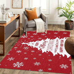 Christmas Tree Printed Floor Mat Merry Christmas Kitchen Rug