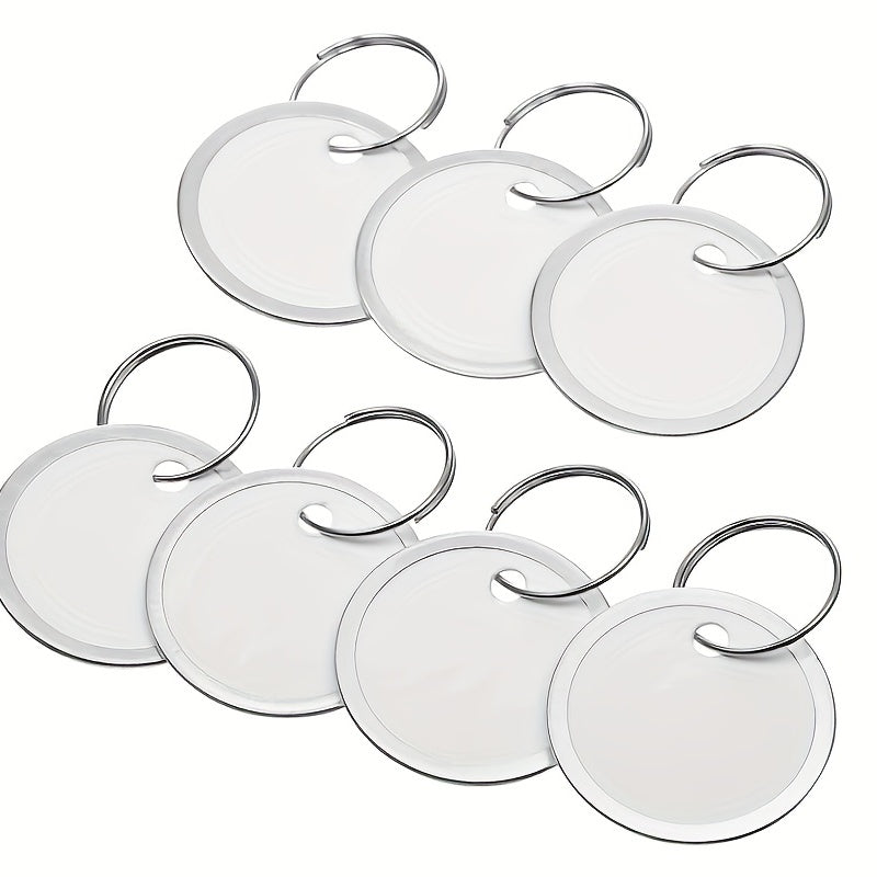 50pcs Metal Rim Key Tags 3.1 Cm Paper Labels Round Plastic Key Chain Tags