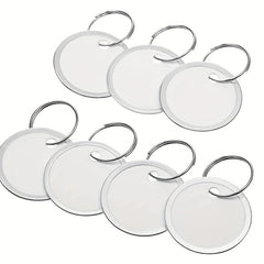 50pcs Metal Rim Key Tags 3.1 Cm Paper Labels Round Plastic Key Chain Tags