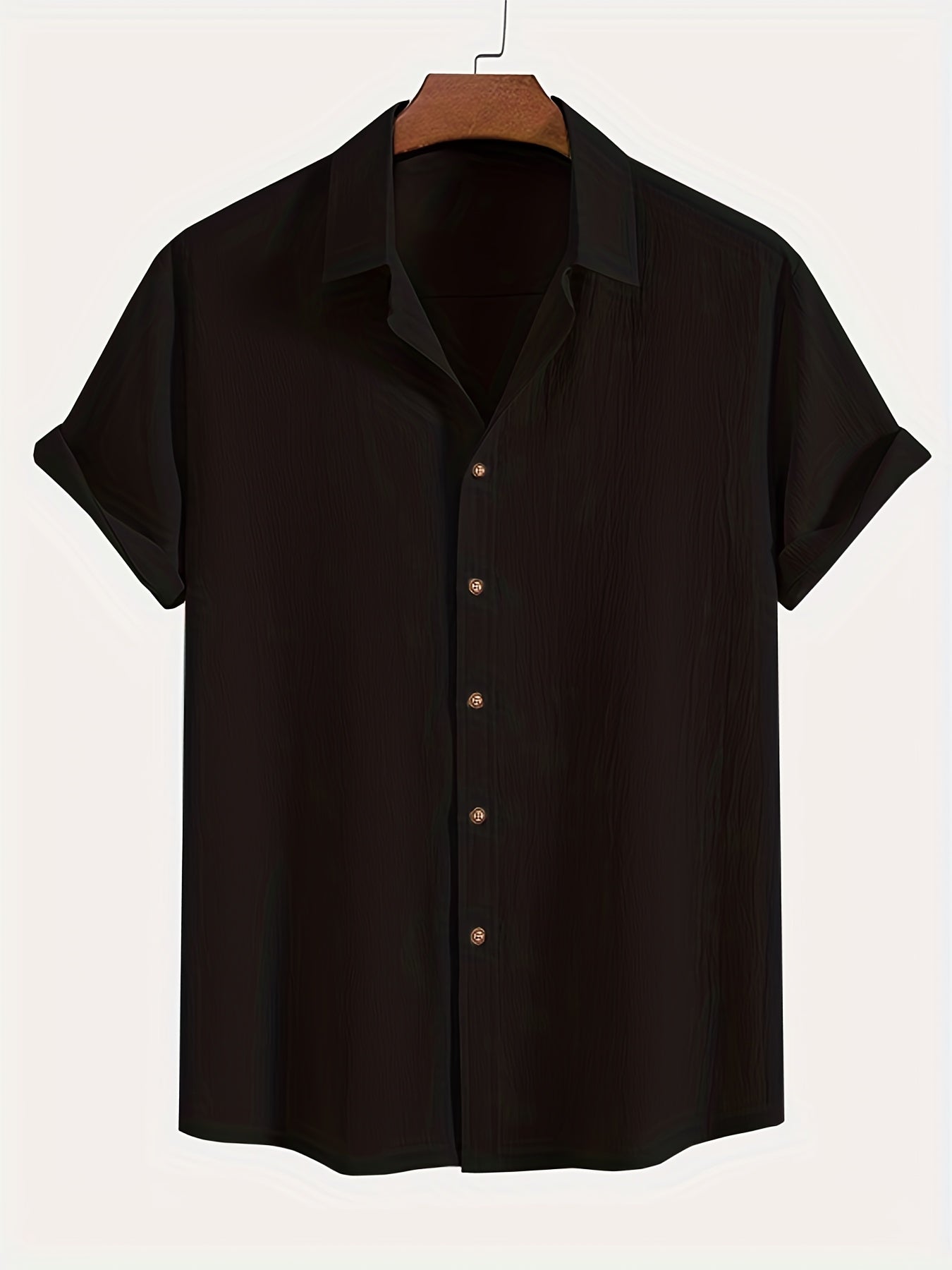 Men's Solid Lapel Short Sleeve Business Shirt