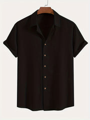 Men's Solid Lapel Short Sleeve Business Shirt