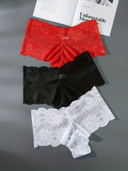 3 Pack Plus Size Sexy Lace High Waisted Briefs Set