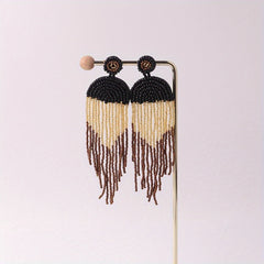 Vintage Boho Block Beads Tassel Earrings for Men Women Kids