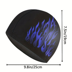 Flame Print Elastic Swim Cap for Long Hair