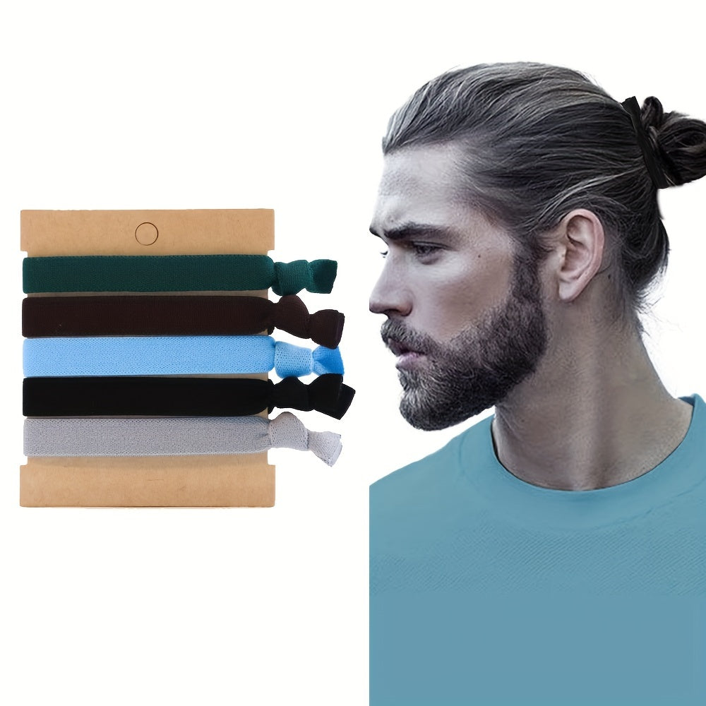 5pcs Men's Hair Ties High Elasticity Anti-slip Ponytail Holder