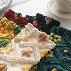 5 Pairs Retro Socks Floral Geometric 3D Textured Women's Stockings