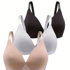 3 Pack Plus Size Bra Set Full Cover Comfort T shirt Bralette 3pcs Set