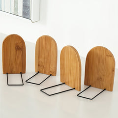 Bamboo Book Stand Desk Flapper Log Texture Office School Book Folder Storage Des
