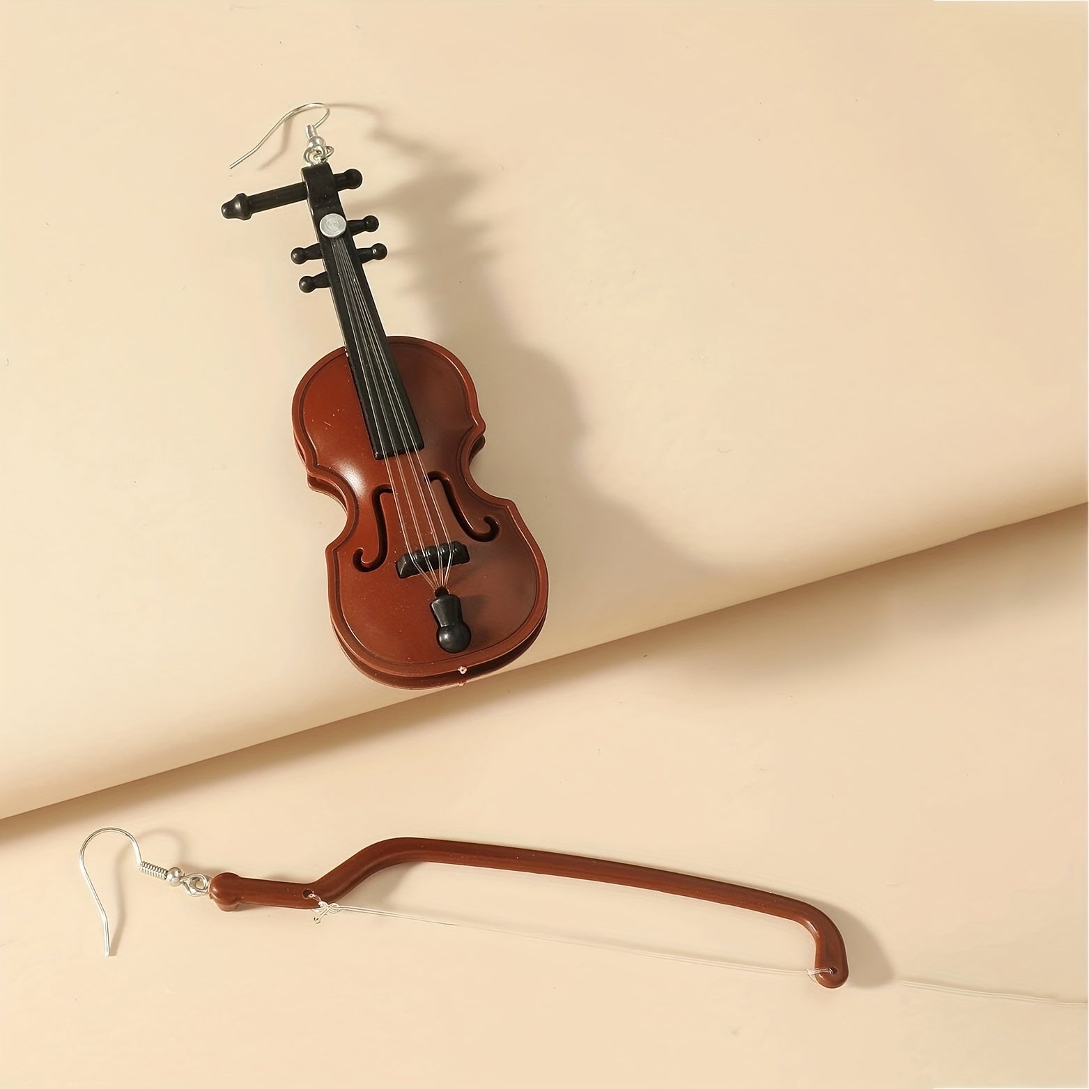 Baroque Style Violin Earrings Exaggerated Retro Design