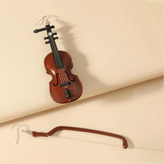 Baroque Style Violin Earrings Exaggerated Retro Design