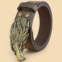 Men's Vintage Alloy Eagle Head Buckle Belt Retro PU Leather Belt