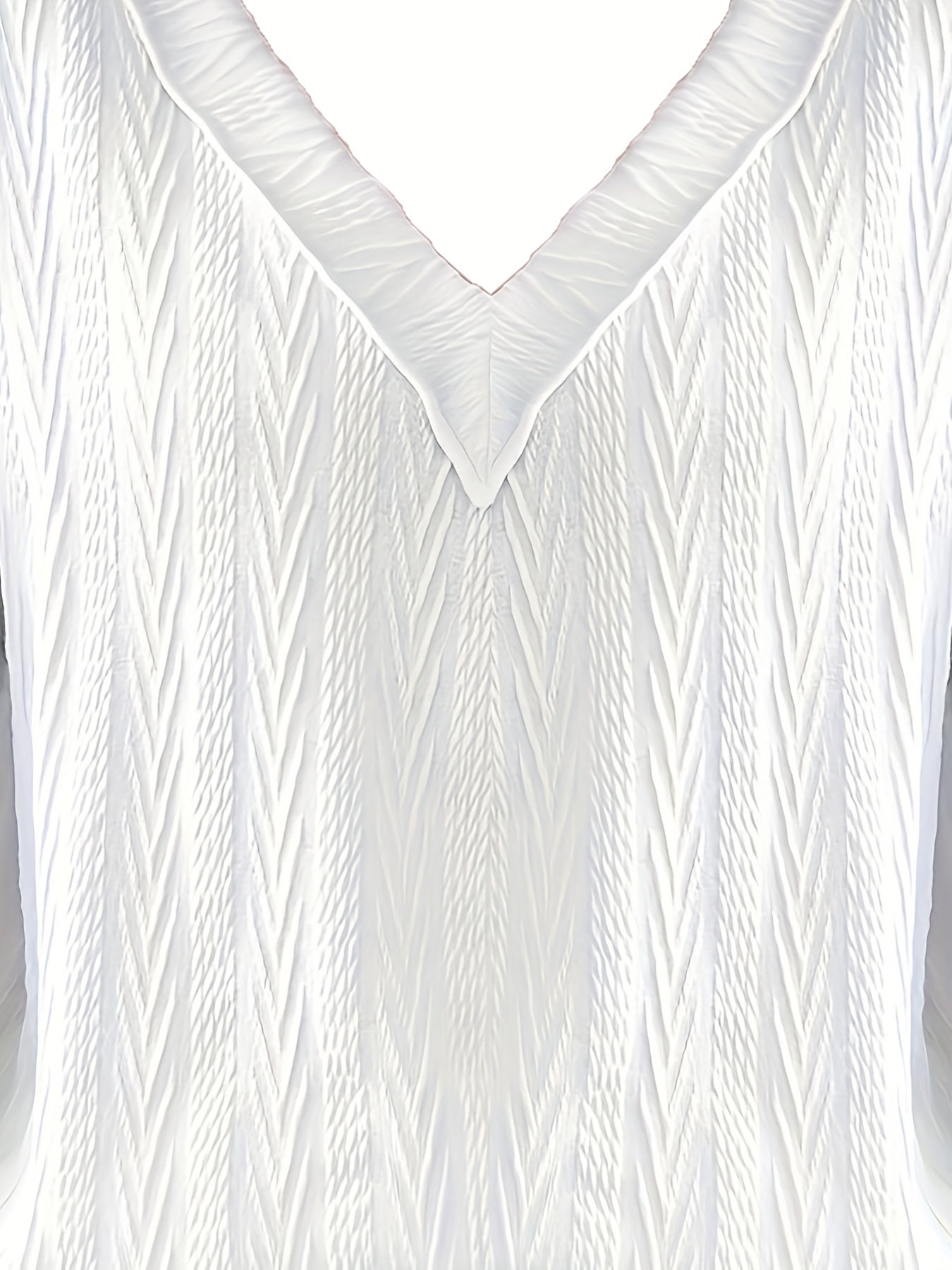 Casual Knit Top Solid Jacquard Lantern Sleeve V Neck Jumper
